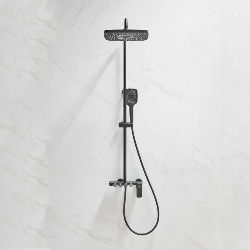 Matte Black Bathroom Hand Shower Mixer Set Wall Mount Complete Set