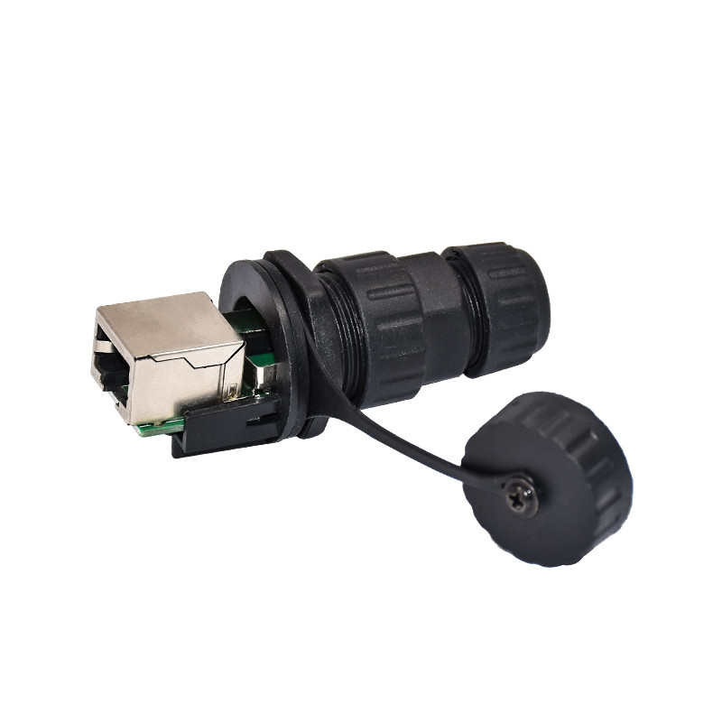 24AWG 2.4A RJ45 Waterproof Connector IP67 Straight Panel Mount Socket