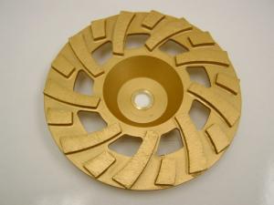 China Golden Sintered Fan Diamond Turbo Cup Wheel , Concrete Grinding Cup Wheel wholesale