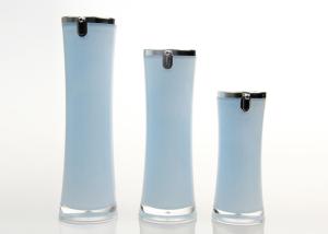 China Acrylic Airless Light Blue Plastic Lotion Bottles Round Cosmetic 30ml 50ml wholesale