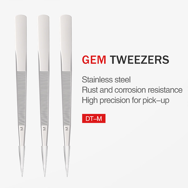 Stainless Steel Pick Up Gem Holding Diamond Tweezers 16cm