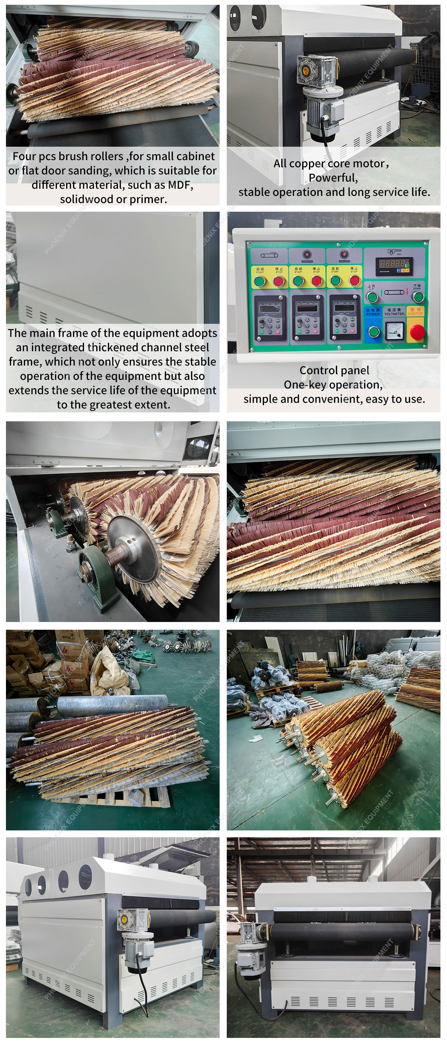 Four Roller Furniture Board Polishing Machine with 1600 KG Weight and Easy Operation