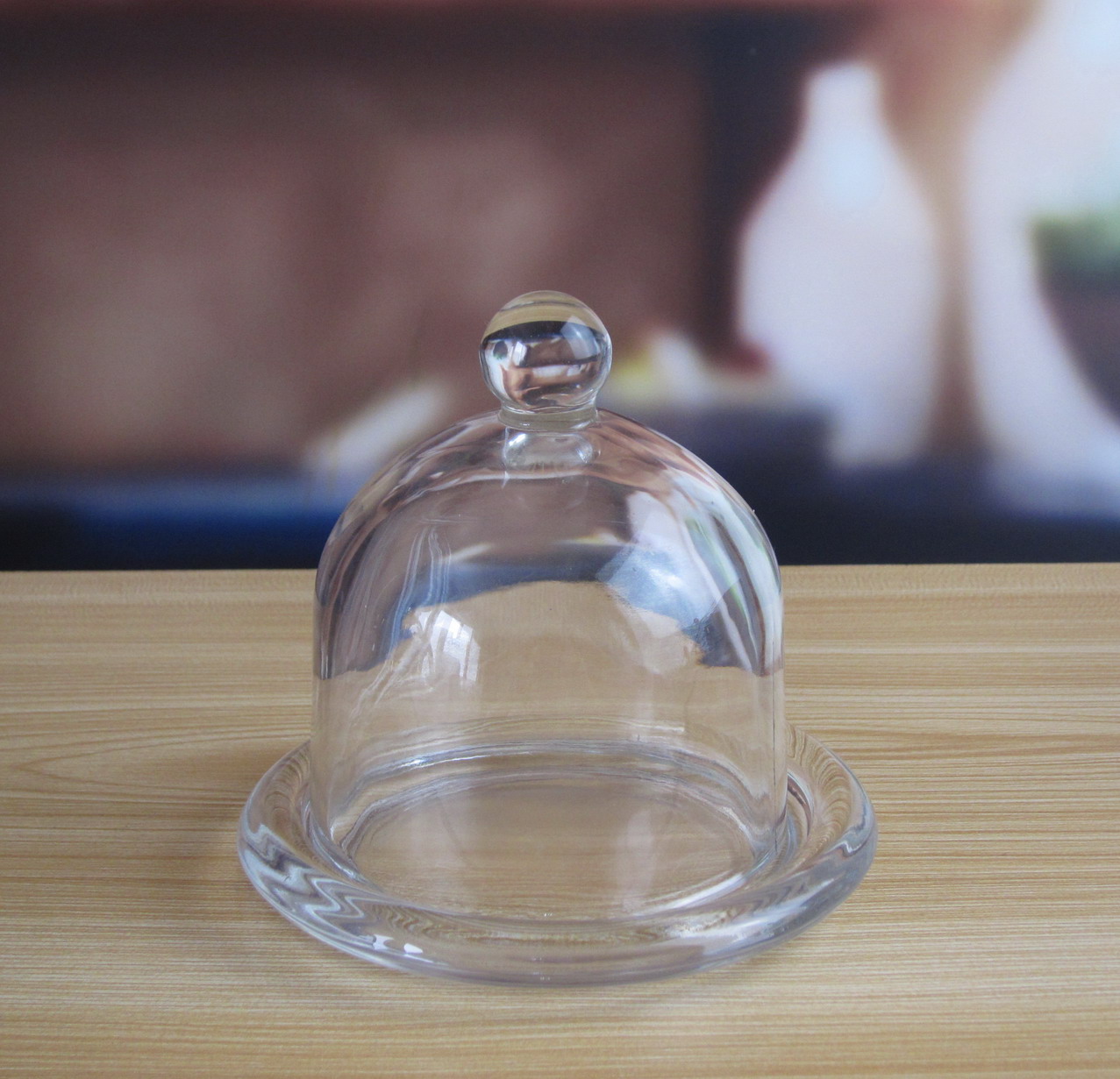 Transparent Oval Lead Free Glass Butter Keeper , Clear Butter Plate