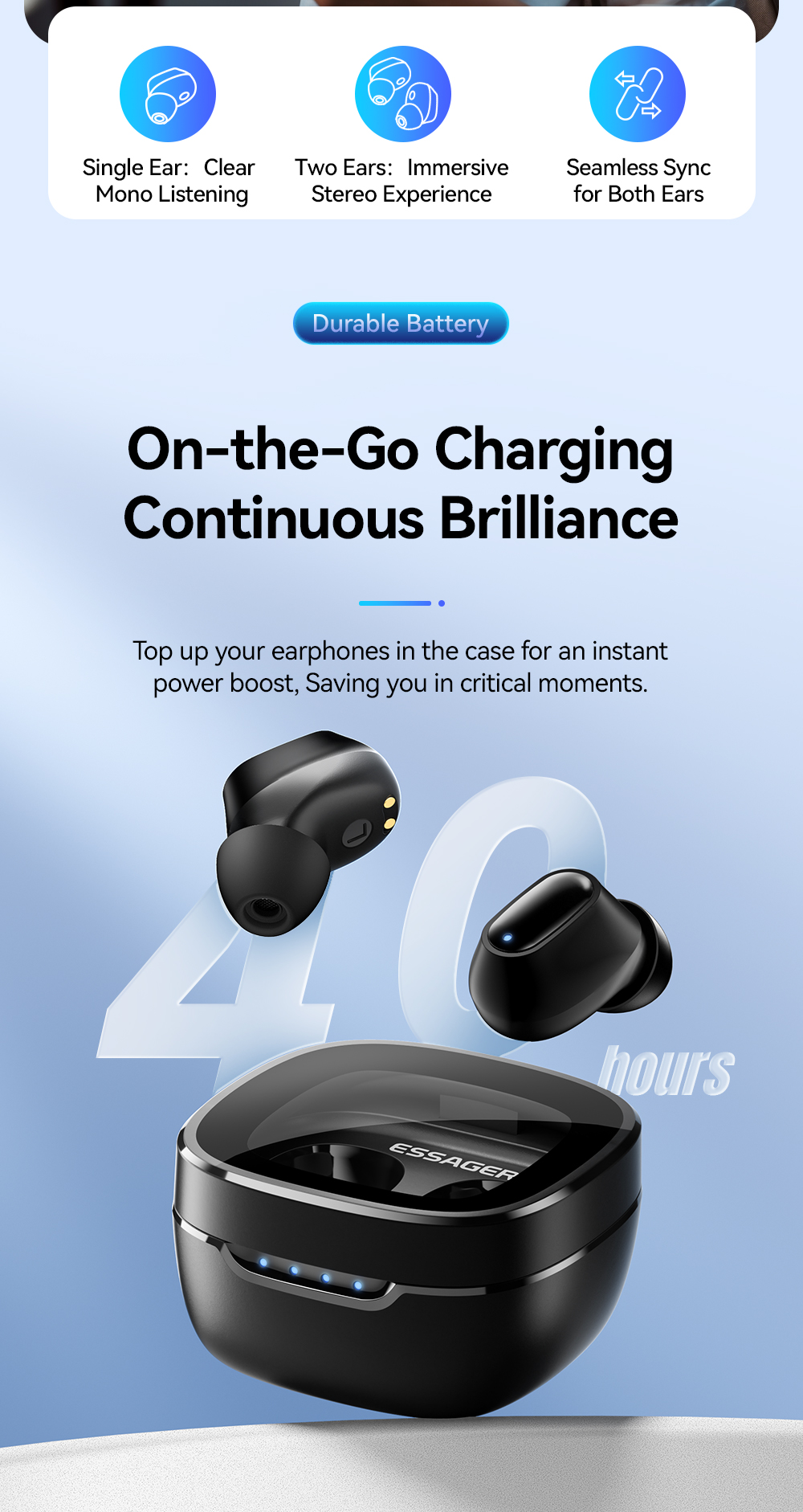 Bluetooth 5.3 TWS Wireless Sport Earbuds Waterproof For Working Out