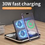 Multi Function Qi Wireless Charging Stand 110KHz Dimming Black Convenient