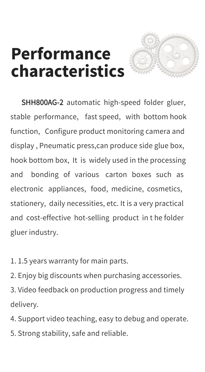 Video Outgoing-Inspection Provided Automatic Folder Gluer SHH-800AG-2 for Copper Carton