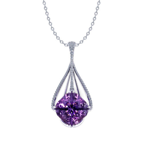 Amethyst Slide Necklace，Amethyst Slide Necklace (14k White Gold, 19x19mm
