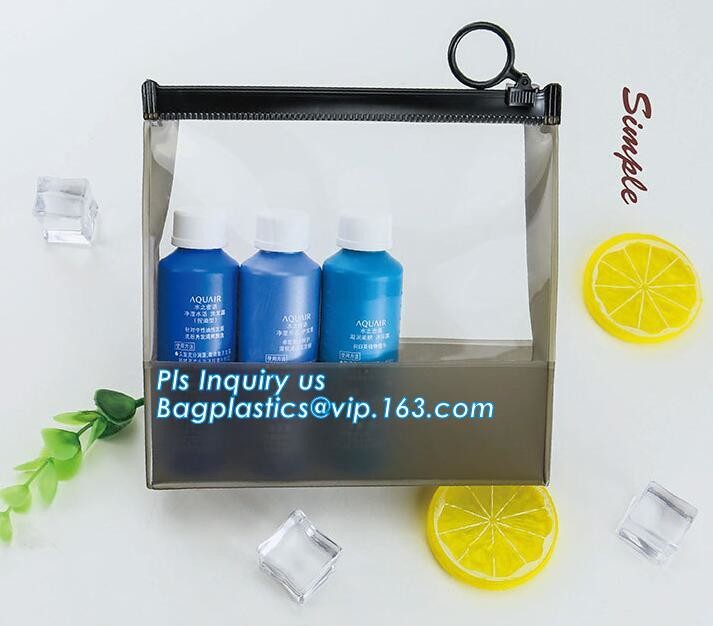 Fashion Packing Cosmetic Bag EVA Pouch, OEM promotional transparent plastic Heat Seal sewing zipper clear pvc cosmetic b