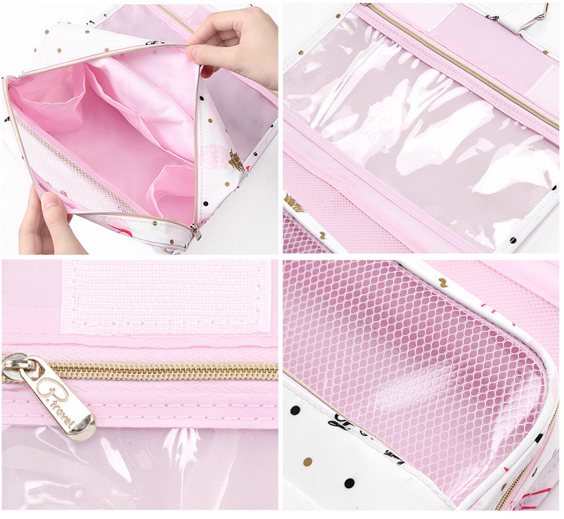 Printed Waterproof Wash Bag Women Custom Portable Hanging Toiletry Bag