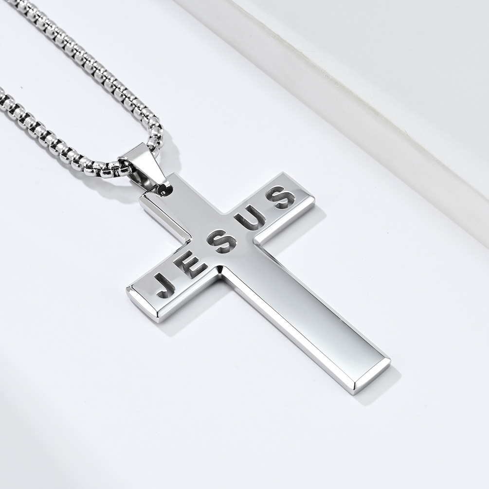 Fine Steel High Polished Jesus Metal Prayer Choker for Men Stainless Steel Link Chain Necklaces Fine Jewelry Anniversary Occasion