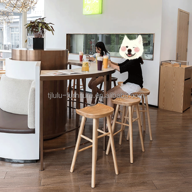 Modern Bar Chair Dining Restaurant Kitchen Nordic Hotel Counter Stool Solid Wood Customizable Color for Specific