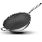 Factory Direct Sale Kitchenware 410 Stainless Steel Cooking Pan Round Fry Pan