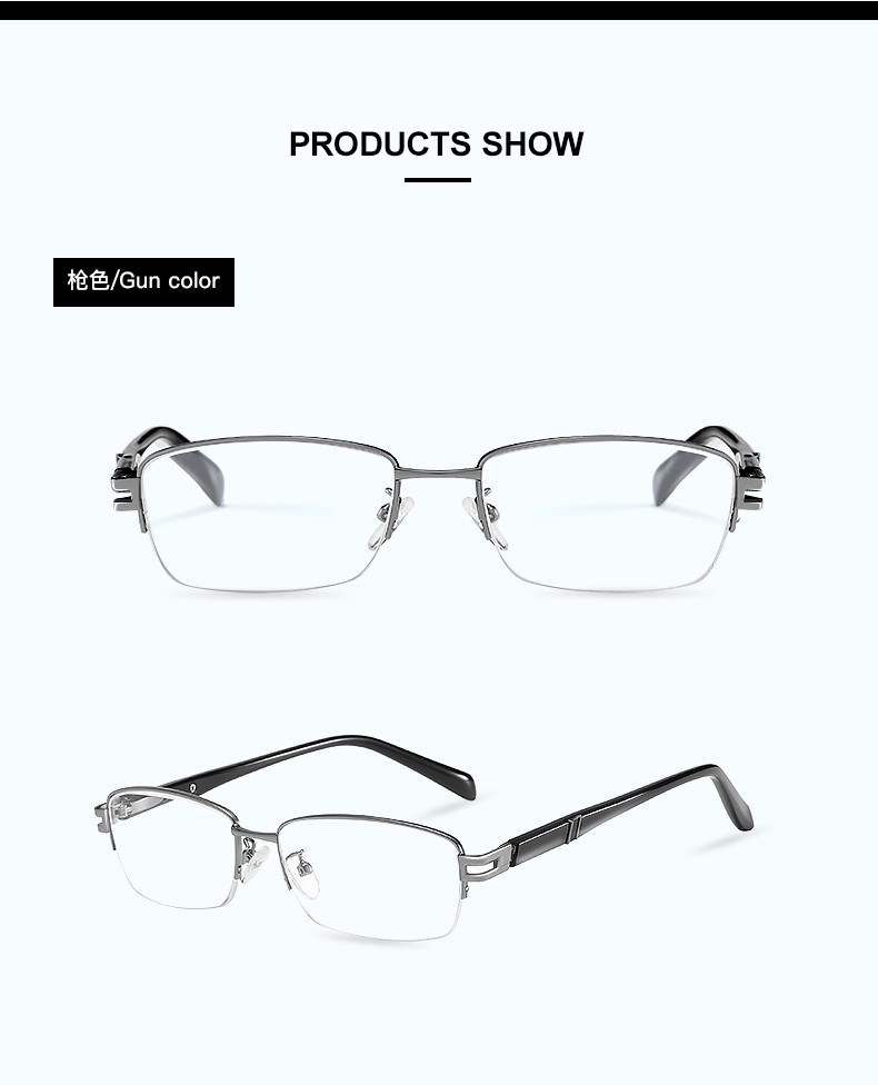 Men Metal Frame Computer Rectangle Reading Glasses Stainless Steel Spring Hinges Sun Readers