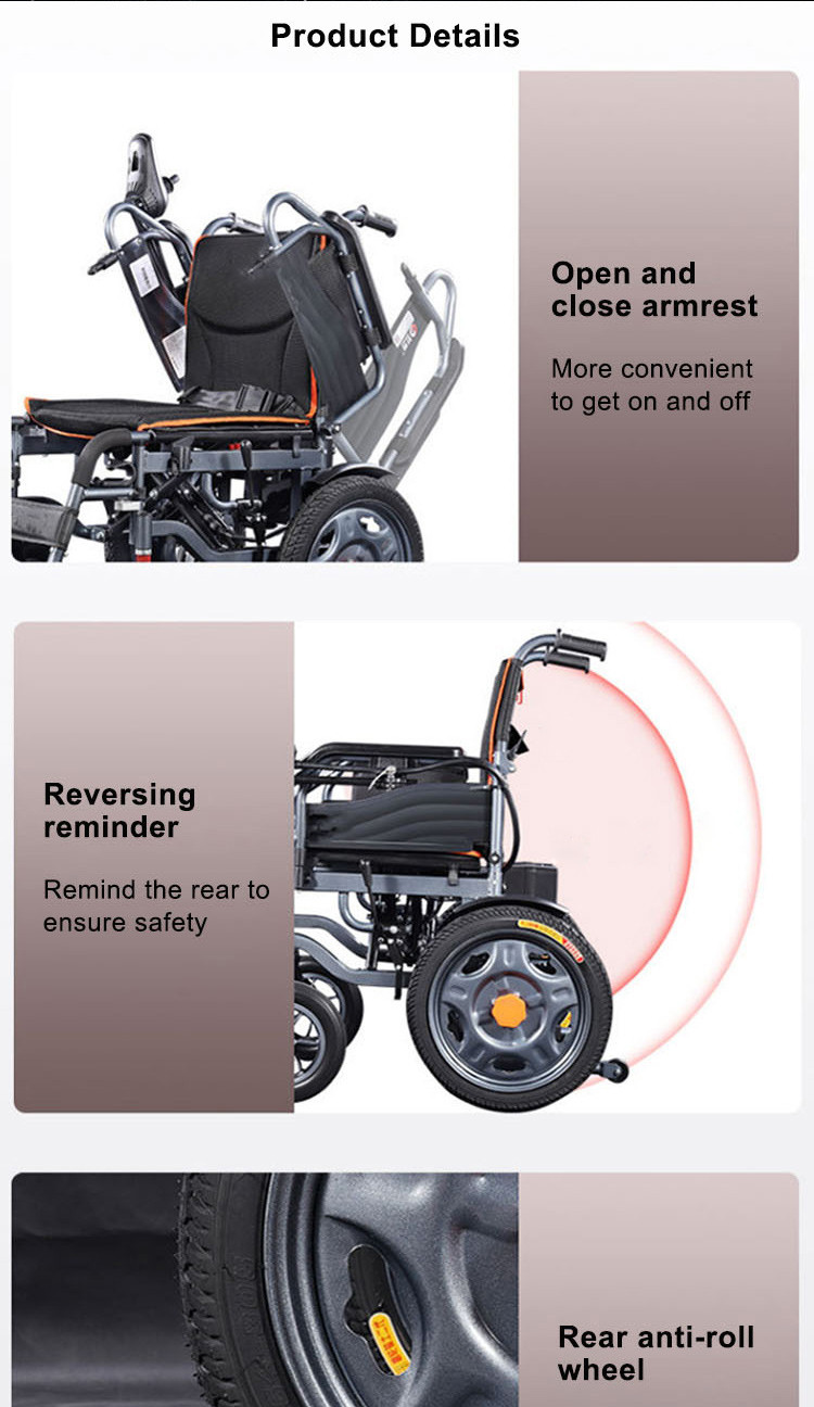 Metal Motorized Foldable Power Electric Wheelchair LightWeight
