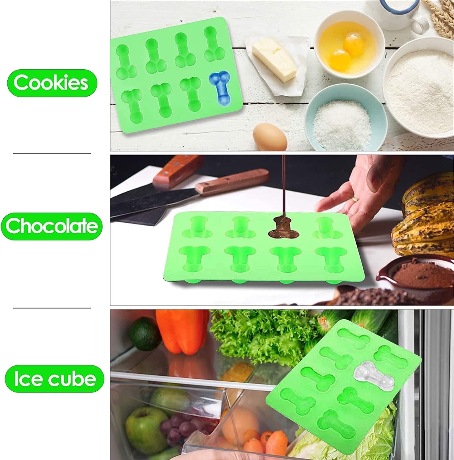 Odorless Silicone Ice Molds 16 Cavities Harmless Fruit Shaped