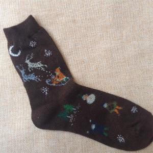 China 2015 Fashion cute cartoon christmas patterned design winter wool thick socks for female wholesale