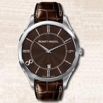 Large Face Round Classic Automatic Watch Stainless Steel With Genuine Leather