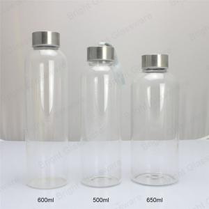China 500ml 550ml 650ml 750ml High borosilicate glass water bottle with lid wholesale