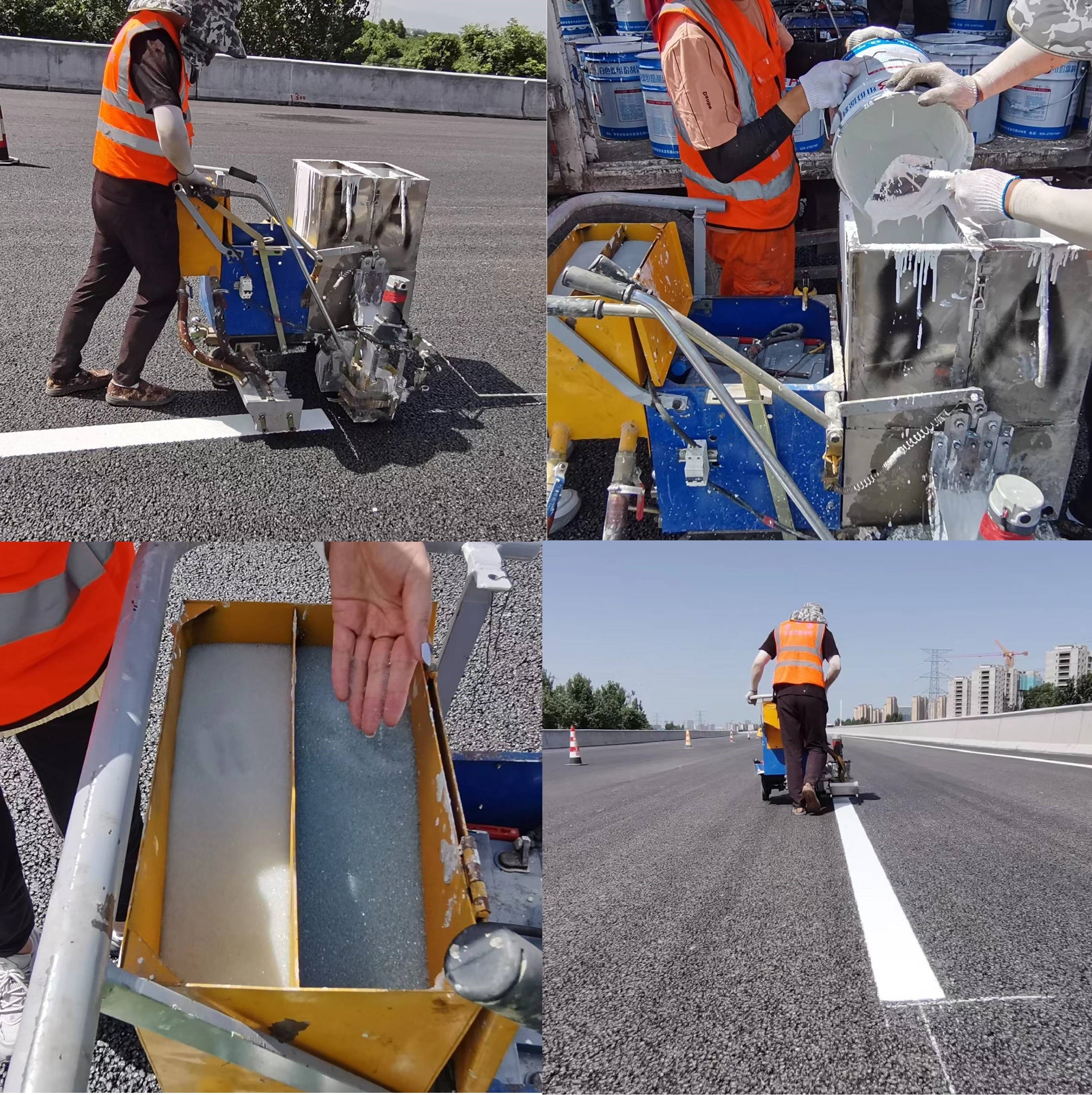 Two Component Road Marking Pavement Striping Machine 60Lx2 Handle Pushing