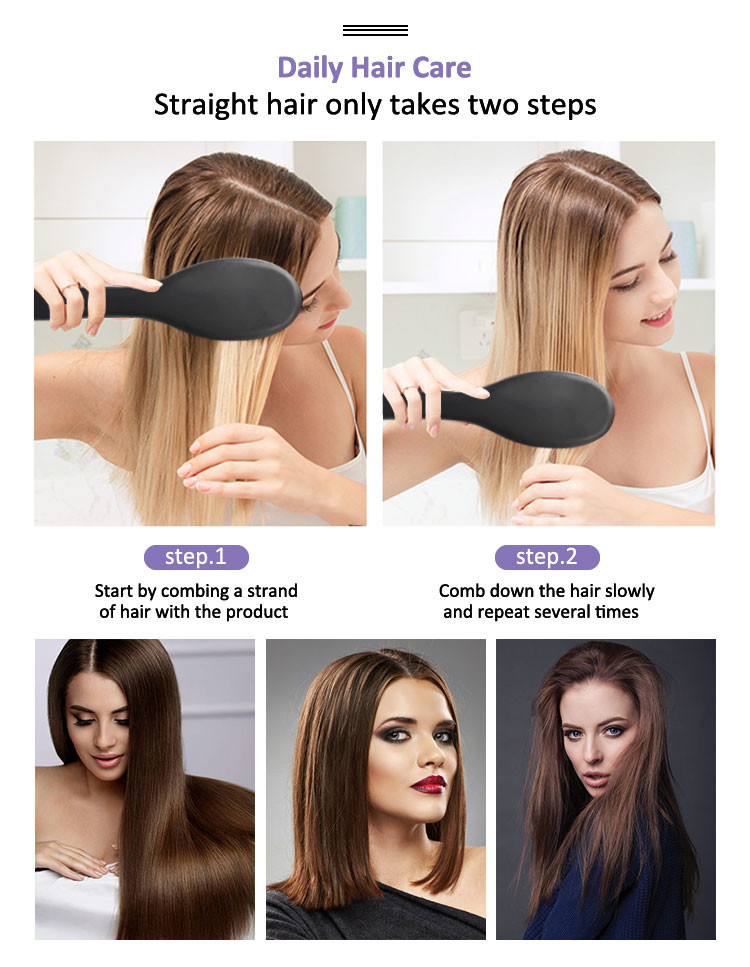 Anion Hair Straightener Brush Comb 110-240V With Rubber Handle