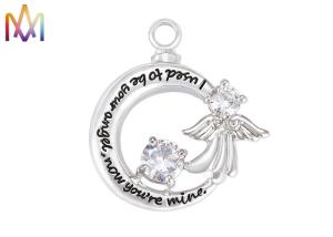 China 14.5G Moon Shaped Cremation Engraved Necklace Charms wholesale