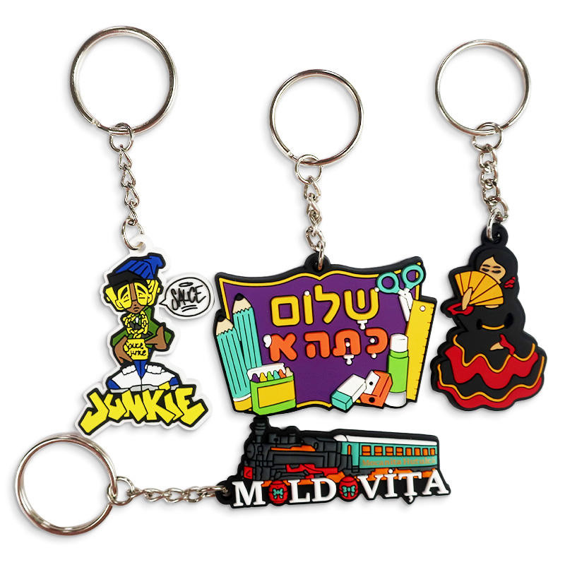 Soft Pvc Keychain 2D 3D Custom Logo Rubber Anime Promotional Key Rings