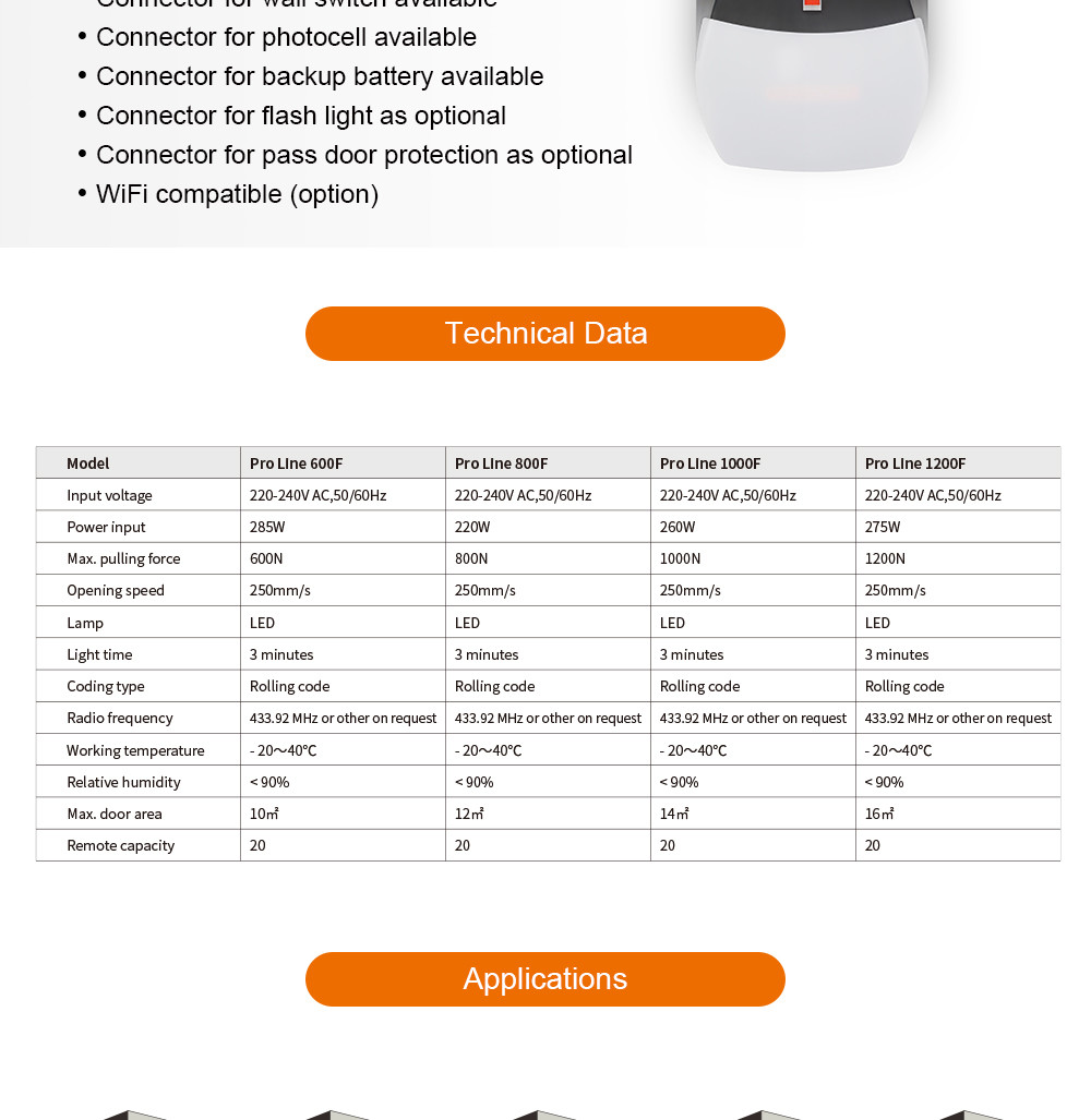Battery Backup Sectional Garage Door Opener , 800N WiFi Garage Door Opener