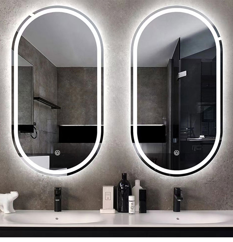 Hotel Home Bathroom Decoration LED Lighted Triple Color Lights Waterproof Vanity Mirror
