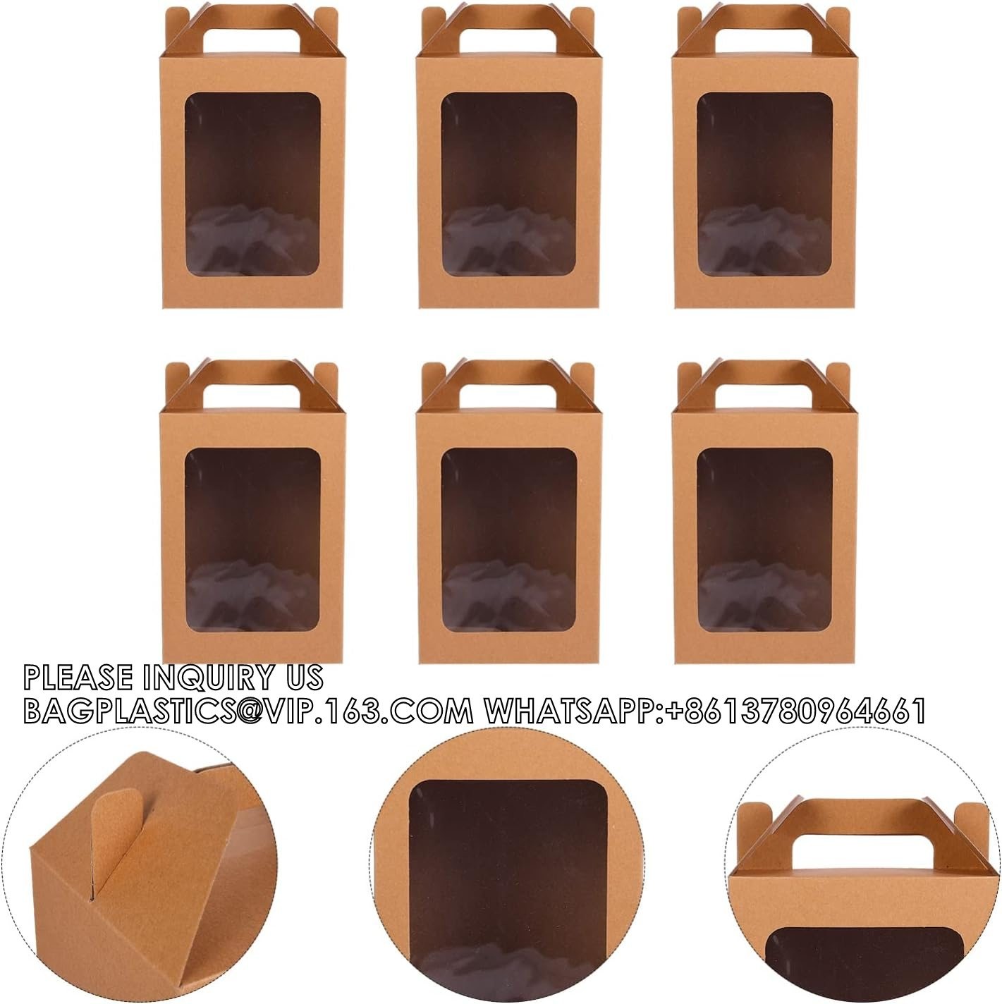 Window Box Gift Wrapping Bags Small Cake Boxes Bakery Bags With Standing Cookie Bag Flower Packaging Bag Bakery Box