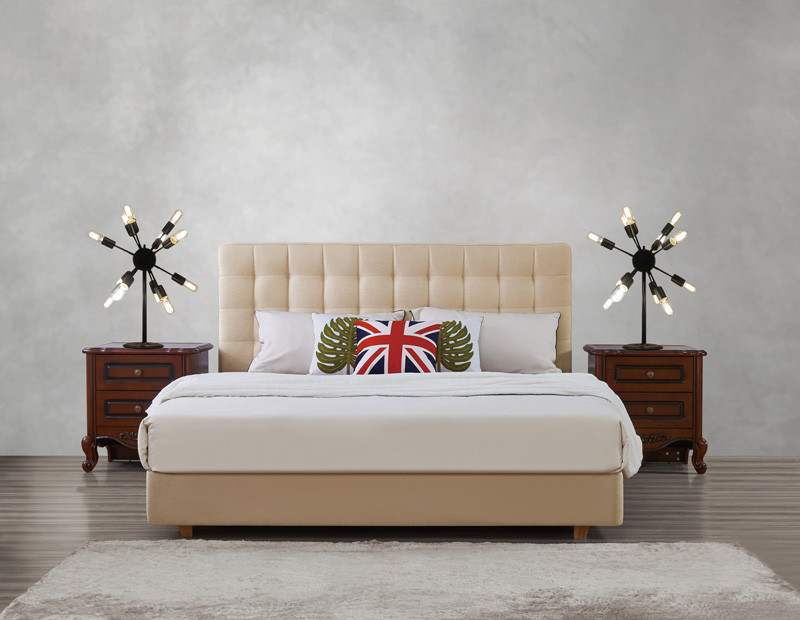 2017 new design of Leather / Fabric American style Bedroon furniture Upholstered headboard set bed/king size Bed