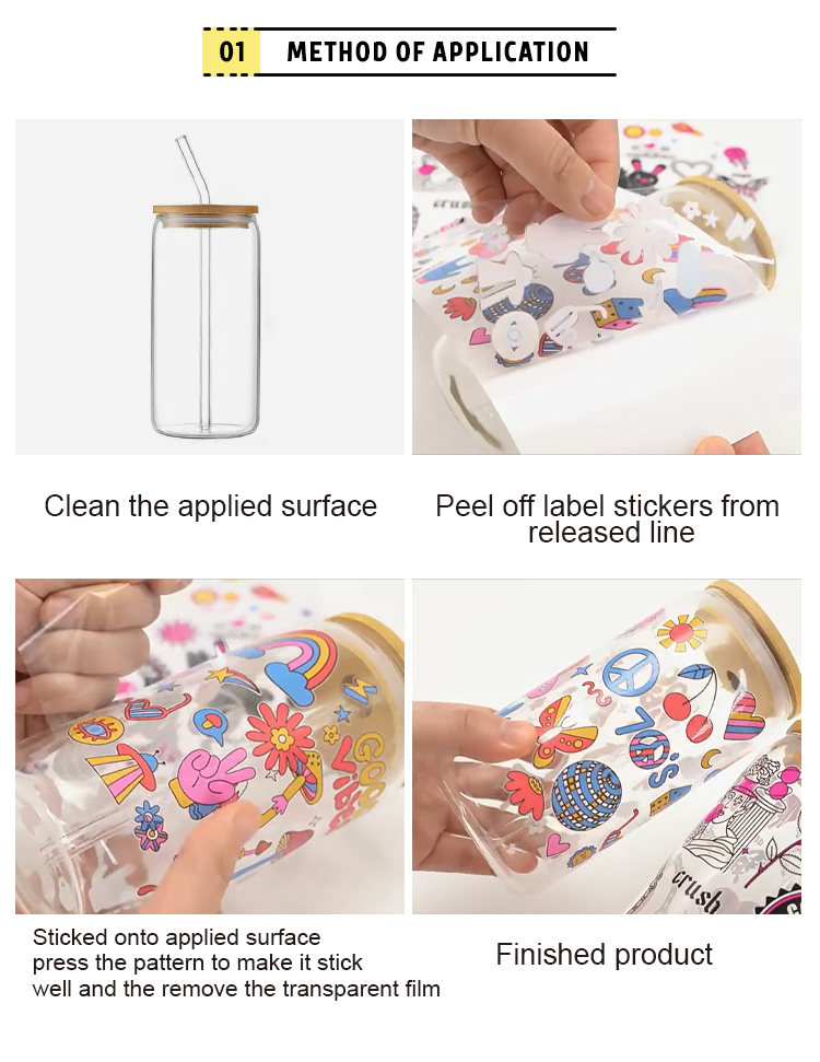 Custom Waterproof Full Color Logo Design 16oz 20oz 24oz Dtf Cup Wrap Transfers For Jars