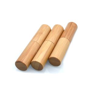 China 5g lipstick tube natural bamboo cosmetic packaging lip balm container make up wholesale