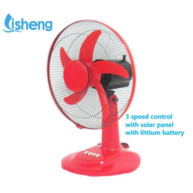 Energy Saving Solar Table Fan DC 12V With Adapter And Littium Battery