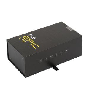 China Magnetic Flap Closure Rigid Cardboard Luxury Black Packaging Gift Box With Paper Tray wholesale