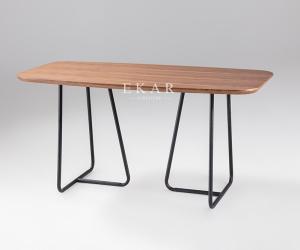 China Modern Simple Metal Frame Rectangle Wood Dining Table wholesale