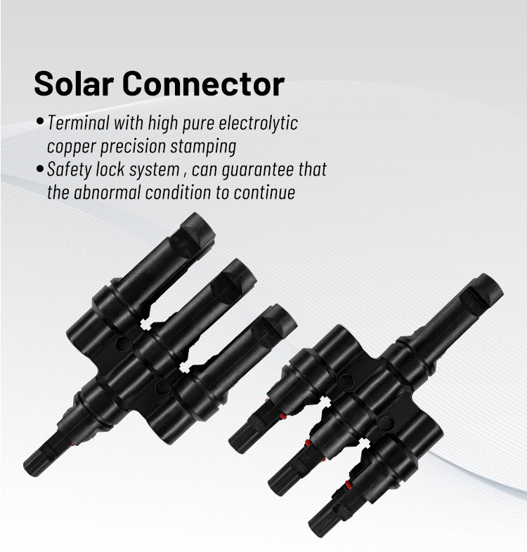 Photovoltaic 3 Branch Solar Panel Connector 22A Copper