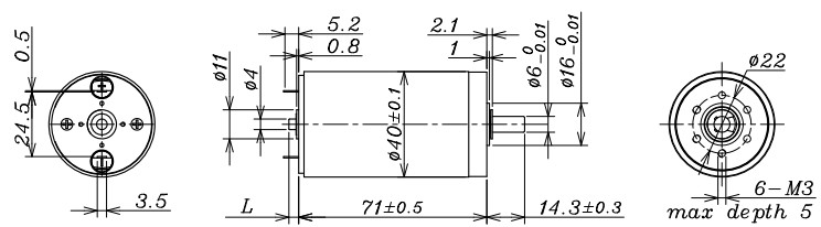 772 MN.M High Torque Brushed Dc Motor 48v 4174mA Starting Current
