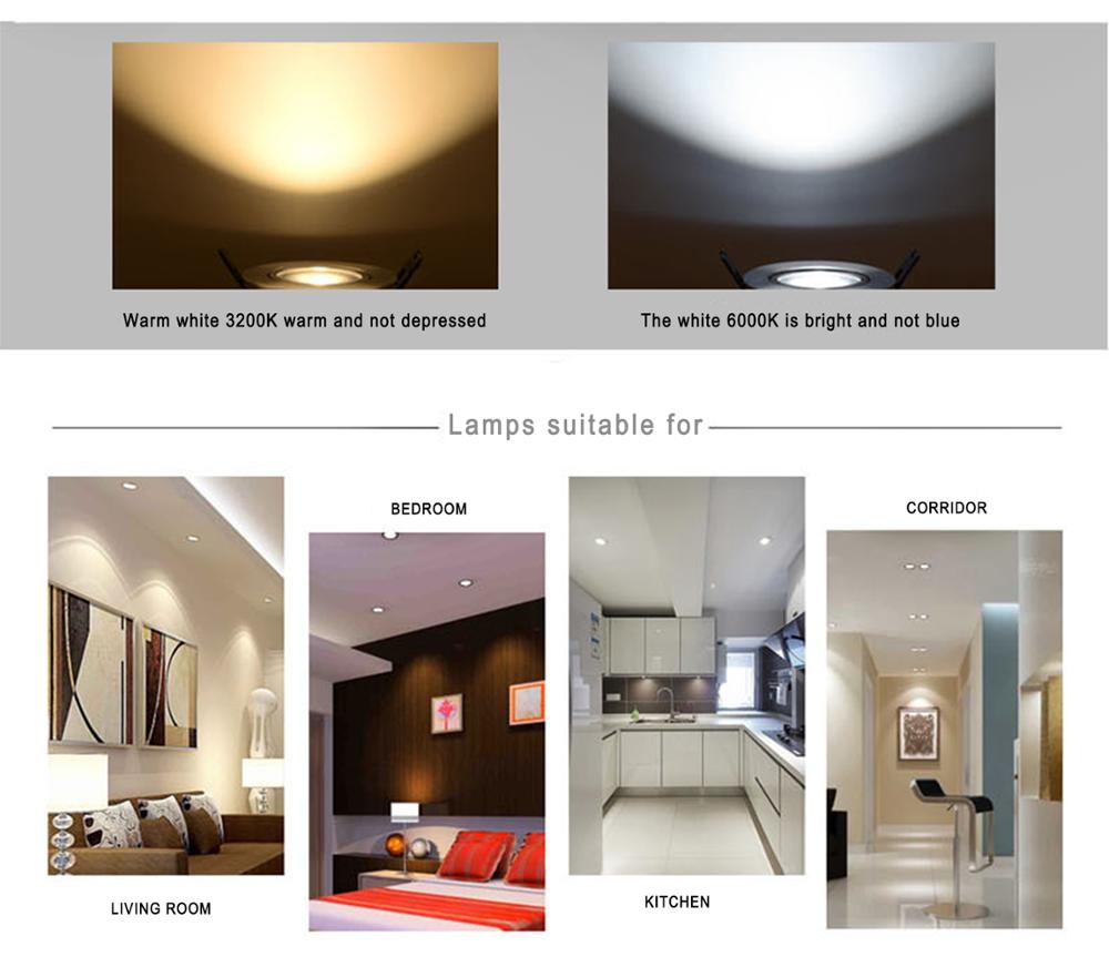 Warm White Indoor LED Downlights 7w Aluminum Lamp Body For Indoor Wall Cabinet