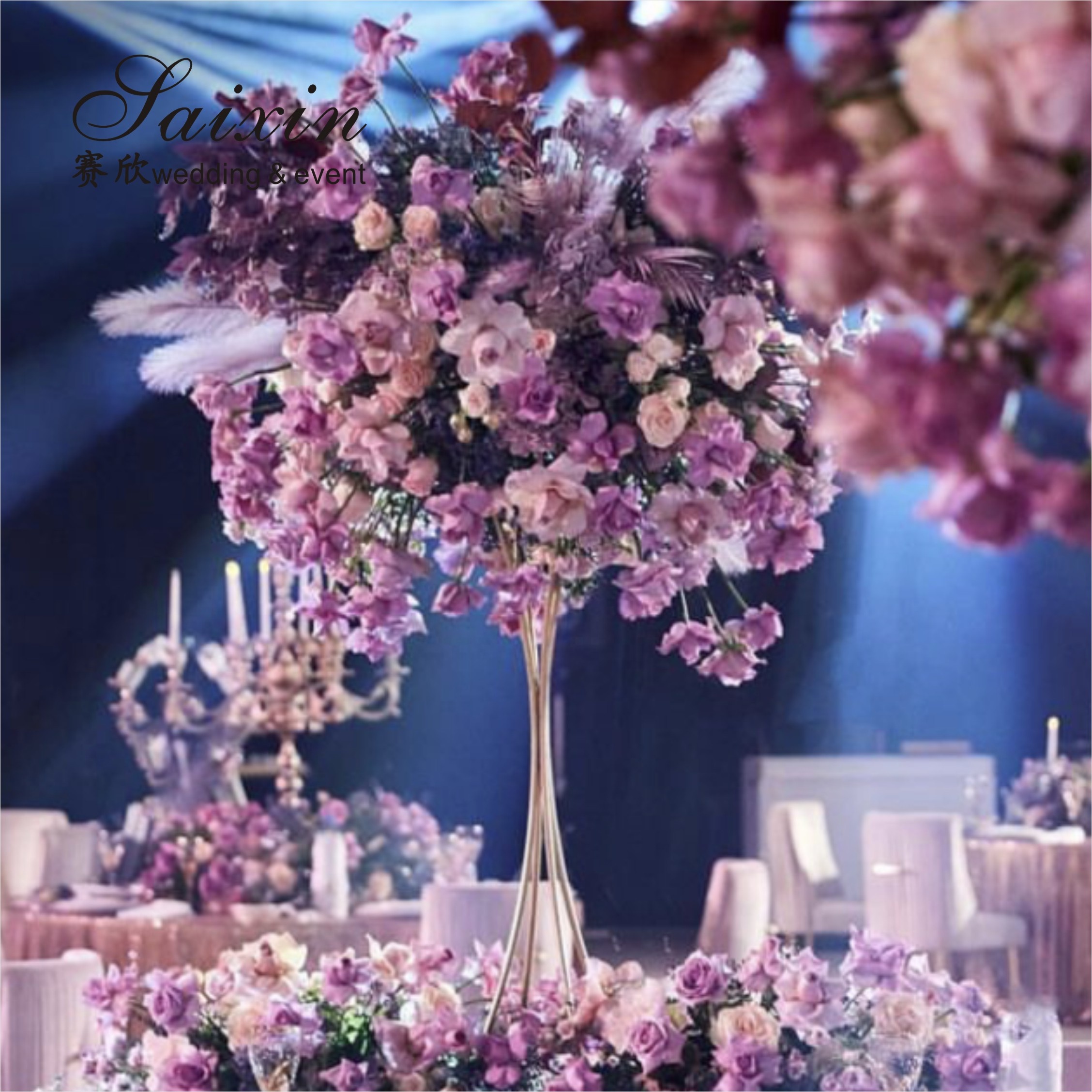 Shiny Crystal White Wedding Flower Stand Party Gift Gold 76cm