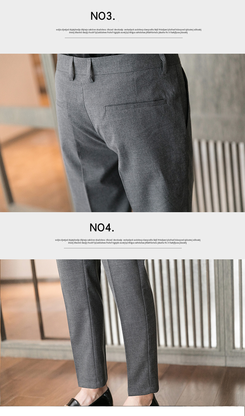 Slim Fit Office Trousers in Black Perfect for Formal Business Attire Zipper Fly Closure
