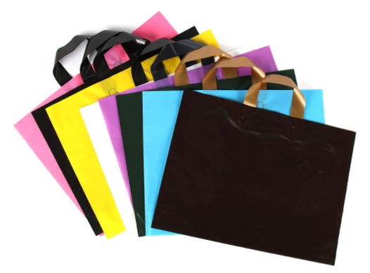 PE PVC Thank You Plastic Shopping Bags Black Boutique Shopping Bag