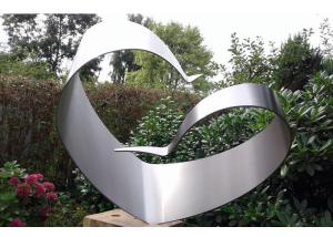 China Simple Design Stainless Steel Outdoor Sculpture , Brushed Modern Metal Outdoor Sculptures wholesale