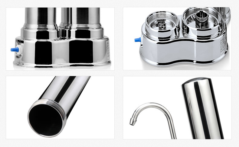 Stainless Steel Color Alkaline Countertop Water Purifier With Ceramic Filter