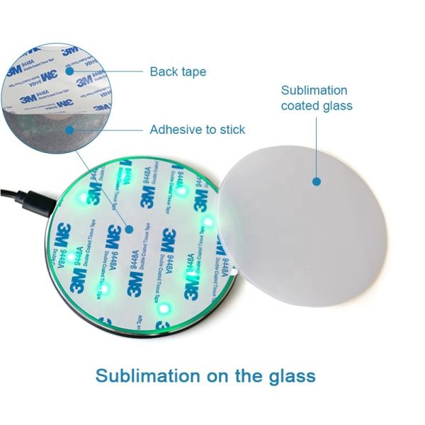 Custom Logo Portable 15W Sublimation Magnetic Wireless Phone Charger With Printable Glass Insert