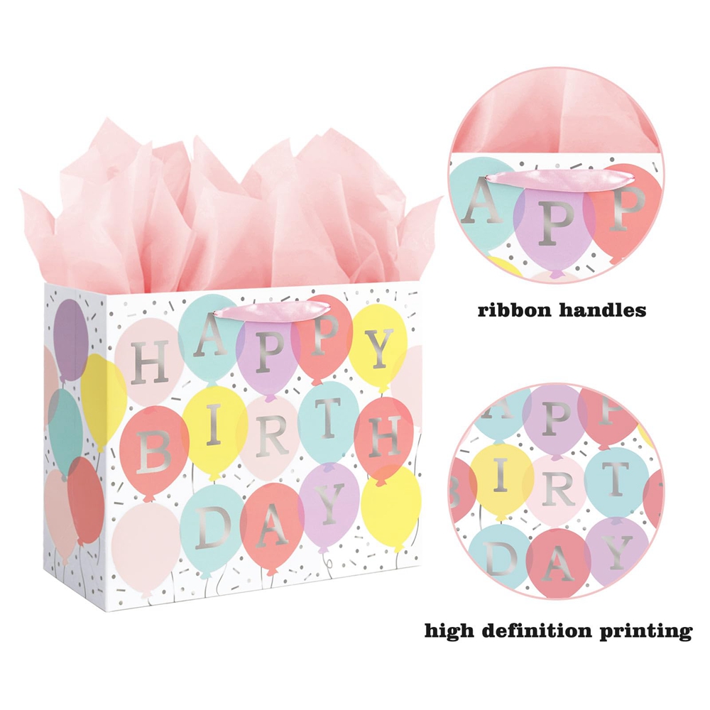 CMYK 4 Color Offset Printing Reusable Handmade Paper Bags With Logo for Birthday Party
