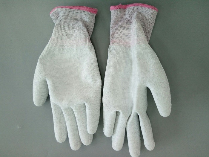 Anti Static Carbon Fiber 20cm 24cm PU Palm Coated Gloves For Clean Room