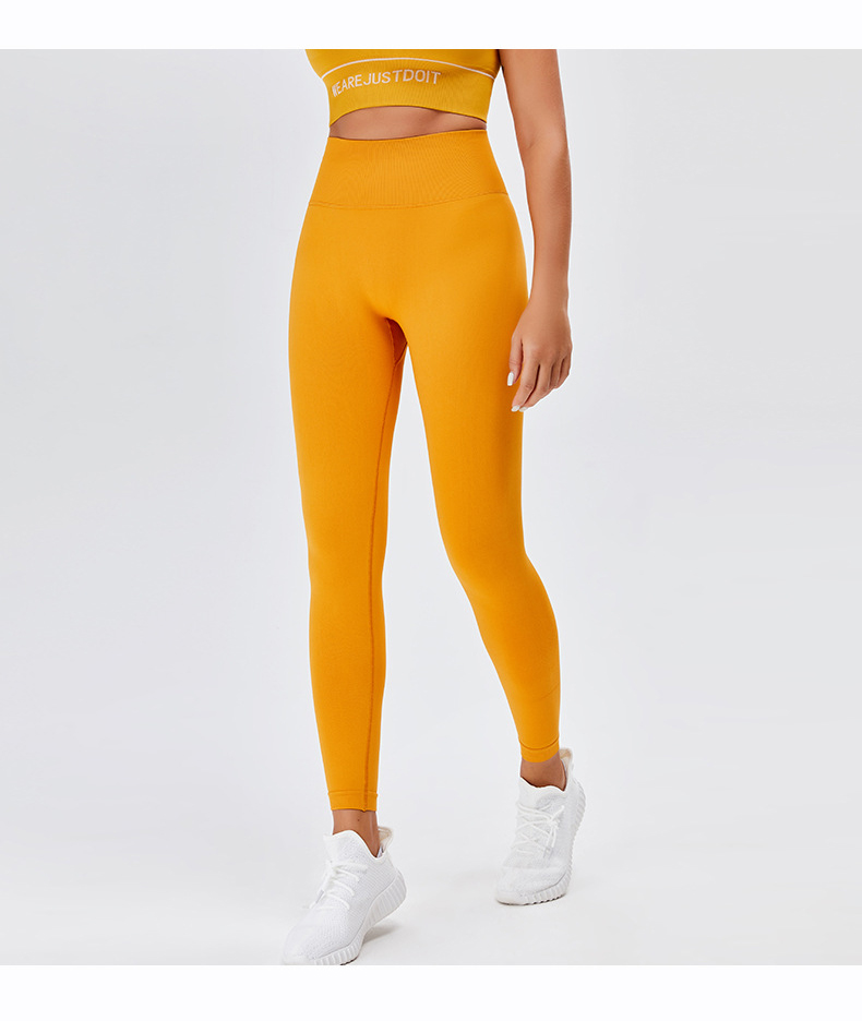 ZHIHUI Squat Proof OEM Warm High Waisted Leggings Orange Tights Womens Mustard