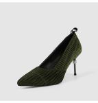 ZM007 9871-1 Pointed Stripe Suede Ladies High-Heeled Shoes Stiletto Nightclub
