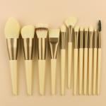 Yellow 12pcs Nano Wool Travel Makeup Brushes Set Nano Wool Travel Cosmetic