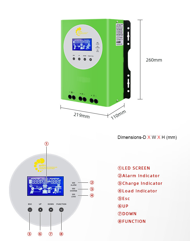 Wall Mounting MPPT Solar Controller , 100 Amp 12 Volt Solar Charge Controller